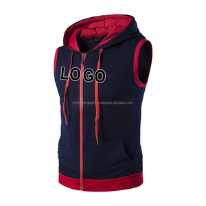 Sweat à capuche en coton Débardeurs de gymnastique pour hommes Gilet de course Manteau Gilet de poche Bodybuilding Fitness Muscle Sleeveless Hoodies - Product Image 6