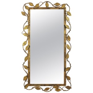 Framed Brass Mirror With <b>Leaf</b> Vine Design Bohemian <b>Wall</b> <b>Decor</b> Metal Frame Decorative - Product Image 1
