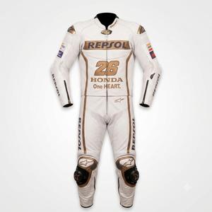 Traje de Carreras Dani Pedrosa MotoCP, Traje de Cuero Completo Premium de Una Pieza para Pista con Rodilleras y Protecciones, Nivel 2 CE - Product Image 1