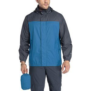 Veste coupe-vent imperméable pour homme, à blocs de couleur, en polyester enduit, avec fermeture éclair, veste Gore-Tex pour l'hiver - Product Image 1