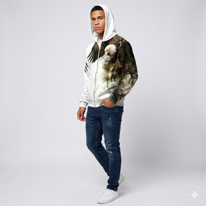 <b>Men</b>’s 3D Majestic Eagle Zip-Up Hoodie - Artistic Wildlife Graphic Edition - Product Image 2