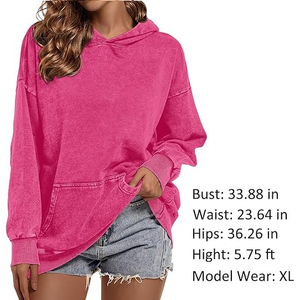 Sudadera con capucha de estilo urbano con lavado ácido y efecto desgastado para mujer, nueva llegada, diseño elegante personalizado, talla grande, precio al por mayor - Product Image 3