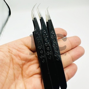 Pince à épiler professionnelle noire en acier inoxydable en forme de cœur, à pointe fine et préhension précise, pour extensions de cils – Meilleures ventes - Product Image 2