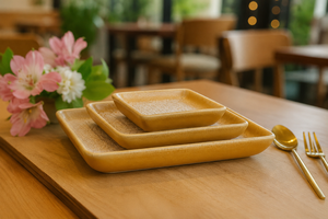 Premium Square Serving <b>Plates</b> and Bowl Set for Dining Stylish <b>Ceramic</b> Dinnerware Display in Cozy Restaurant Table Setting - Product Image 3