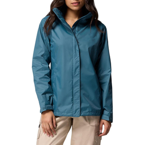 Teal Hooded Waterproof Shell Outdoor Windproof Breathable DWR Lightweight Zip Up Women Windbreaker <b>Jacket</b> - Product Image 1