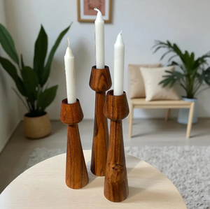 Porte-bougie en bois, bougeoirs, prix de gros, différentes tailles, lot de 2 pièces, fabrication de porte-bougie en bois - Product Image 4