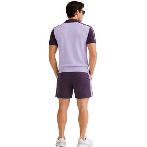 Lavender and Deep Purple <b>Mens</b> Polo <b>Shirt</b> and Shorts Set Contrast Collar Casual Summer Two Piece Outfit Custom Logo Premium - Product Image 2