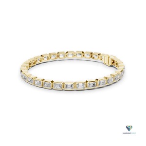 9.30 CT Emerald Cut Lab Grown Diamond Link Bracelet | 14K <b>Solid</b> Yellow <b>Gold</b> Luxury Statement Jewelry - Product Image 5