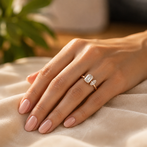 Anillo de Compromiso para Mujer Toi Et Moi con Moissanita, Corte Esmeralda y Marquesa, Anillo de Propuesta con Diamantes, Chapado en Oro Rosa, Anillo de Boda - Product Image 6