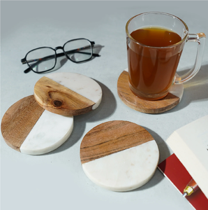 Posavasos Reutilizables de Mármol y Madera, Hechos a Mano, para Mesa de Cocina - Product Image 5