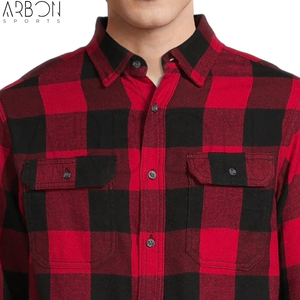 Durable Lightweight Customized Made New Trendy Comfortable Long Sleeve <b>Red</b> and Black <b>Checked</b> Flannel <b>Shirts</b> For <b>Men</b> Wear - Product Image 6