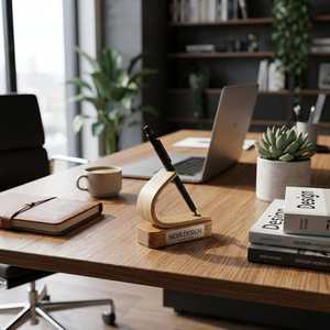 Porte-stylos en bois, organisateur de bureau, type minimaliste, support de rangement en bois à un seul niveau pour usage de bureau - Product Image 2