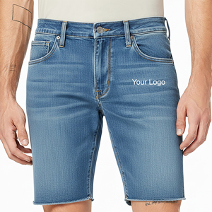Jorts en denim 100% coton 14 oz sur mesure OEM/ODM pour hommes, coupe ample, style baggy, ourlet brut, streetwear. - Product Image 1