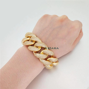 กำไลข้อมือเพชรคิวบา S925 เพชรเลี้ยงในห้องปฏิบัติการ ทรงกลมเจียระไนแบบเหลี่ยม ชุบทอง หรูหรา สำหรับทุกเพศ ใส่ได้ทุกวัน - Product Image 1