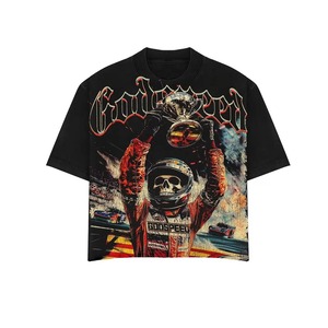 Camisetas Casuales de Lona con Lavado Ácido para Hombre, Estilo Vintage, Mezcla de Poliéster/Algodón, Hombros Caídos, Cuello Redondo, Estampado de Dibujos Animados, Manga Corta - Product Image 3