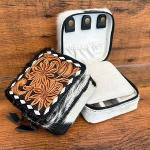 Boîte à collier en cuir usiné à la main de luxe personnalisée en gros Organisateur de bijoux de voyage Boîte à bijoux de voyage en cuir de vachette - Product Image 4