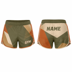 Shorts Deportivos para Mujer, Diseño Geométrico con Bloques de Color, Cintura Media, Elásticos, de Secado Rápido, Poliéster, para Gimnasio y Entrenamiento - Product Image 1