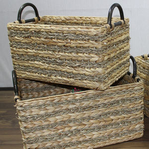 Panier tissé en jonc de mer et en jacinthe d'eau écologique, fait à la main, pour l'organisation de la maison - Product Image 2
