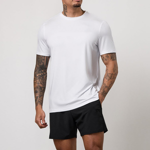 T-shirt décontracté uni en polyester/coton épais 200g avec col robuste et impression numérique pour homme - Product Image 1