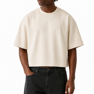 T-shirt Homme Oversize à Manches Courtes 100% Coton Couleur Unie Teinte Unie Col Rond Coupe Décontractée - Product Image 1