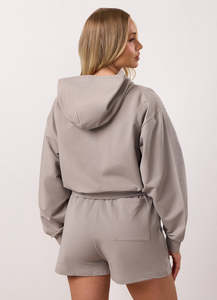 Women’s Lightweight Hooded <b>With</b> <b>Zip</b> Up Jacket and Matching High Waist <b>Shorts</b> Two Piece Activewear Set Casual Sportswear Outfit - Product Image 2