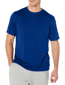 T-shirt décontracté pour homme en polyester 180g, bleu roi, col rond, manches courtes, coupe classique, uni, séchage rapide, anti-plis, respirant, avec logo - Product Image 1