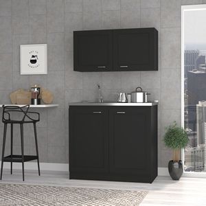 Set di Mobili da Bagno Cambridge a 2 Pezzi, Rettangolare, Nero Wengé - Product Image 4