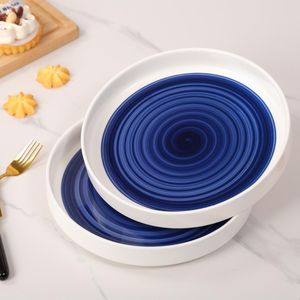 Set di Piatti da Cena in Ceramica Bianca e Blu da 12 Pollici, Adatti al Microonde e Lavabili in Lavastoviglie - Product Image 3