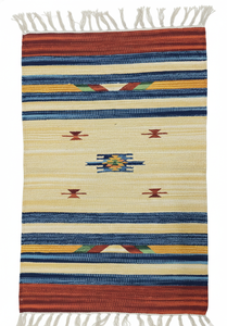 Tapis rectangulaire en coton tissé beige, motif floral moderne, lavable en machine, avec envers réversible, multicolore, pour la maison, les voyages et les pique-niques, vente en gros - Product Image 5