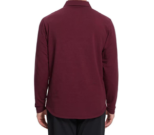 Chemise à manches longues pour homme, taille plus, éco-responsable, couleur unie, tricotée, avec poche, style décontracté, bordeaux - Product Image 4