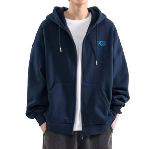 Comfortable Modern <b>Zip</b> Hooded Layer With Wide Fit Fleece Interior Large <b>Pockets</b> And Rib Finish Oversized Zipper <b>Hoodies</b> - Product Image 1