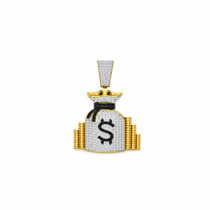 Pendentif Sac d'Argent Hip Hop de Luxe en Moissanite Plaqué Or Rose, Charme Unisexe pour Mariage et Usage Quotidien - Product Image 3