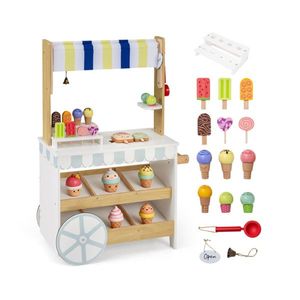 Set Gioco 2-in-1 in Legno per Cucina e Negozio: Carrello della Spesa e Carretto dei Gelati con Accessori - Product Image 2