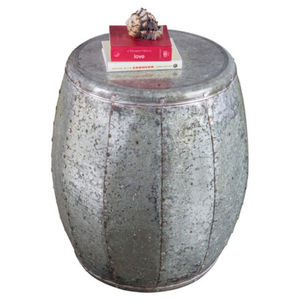 Mesa Auxiliar Galvanizada de Estilo Vintage, Taburete de Aluminio con Remaches Metálicos Plateados, Mueble para Interiores y Exteriores al Precio Más Bajo - Product Image 1