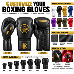 Fermeture à scratch, logo personnalisé de haute qualité, % cuir véritable, gants de boxe MMA, séchage rapide - Product Image 3