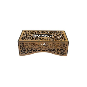 Caja de pañuelos cuadrada de madera al por mayor, cubierta personalizada con diseño de rosa francesa, dispensador decorativo de servilletas, organizador de escritorio - Product Image 4