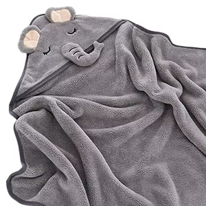 Gray Elephant Hooded Baby <b>Towel</b> Terry Cloth Wearable Bath <b>Wrap</b> for Newborn Kids Bathroom Use - Product Image 3