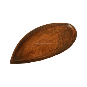 Bandeja de Almacenamiento de Madera de Acacia Hecha a Mano, Diseño Único en Forma de Hoja para Decoración del Hogar, Exhibición de Frutas, Mesa de Té, Almacenamiento de Alimentos, Material de Bambú - Product Image 6