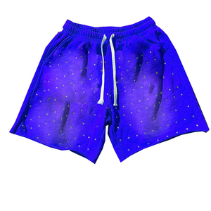 Shorts pour hommes délavés à l'acide, style streetwear vintage, avec impression en relief effet soleil délavé et poche ornée de strass - Product Image 4