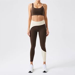 High Quality Fitness Sports Yoga Clothes High Waist 2 pieces Bra <b>Leggings</b> Suit Wear Outfits Gym Bra Yoga Wear Sets - Product Image 4
