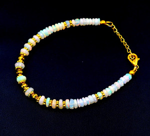 HAYAAT GEMS Rainbow Multi <b>Fire</b> Opal Roundel Beads Gemtone Imitation Pearl Romantic Unisex Bracelet Gift - Product Image 3
