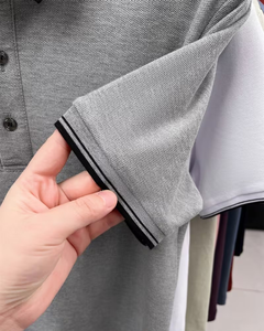 Men's Short Sleeve Solid Color Cotton Jersey for Shirt Breathable Casual Regular Fit Knitted Pique Design Customized Colors - Product Image 6