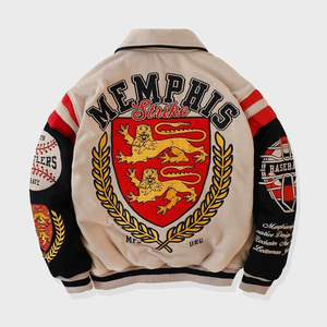 Custom Heavyweight Chenille Embroidery Patch <b>Vintage</b> Varsity <b>Jacket</b> Men Streetwear Oversized Leather Sleeve <b>Bomber</b> <b>Jacket</b> - Product Image 4