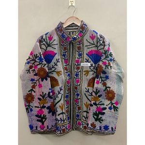 Dernière collection : Veste Kantha en coton imprimé brodé à la main, style Suzani indien, pour femme, manteau royal, écologique, pour l'extérieur - Product Image 5