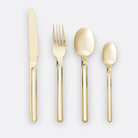 Ensemble de couverts modernes en or, couteau, fourchette, cuillère, finition miroir, métal, passe au lave-vaisselle, couverts de mariage pour la maison et les restaurants