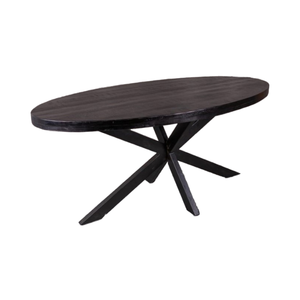 Mesa de Comedor Ovalada de Madera con Acabado Negro Liso de Diseño Moderno, Muebles de Comedor de Diseño Nuevo, Producto de Madera Maciza al por Mayor - Product Image 3