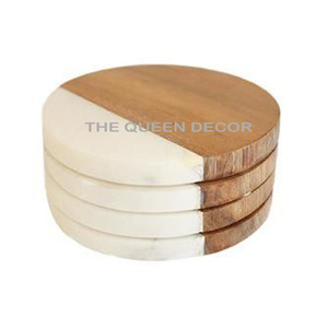 Luxury Quality Natural Wooden <b>Coasters</b> Brown Color Round Shape Home Use Tea Coffee Dining <b>Table</b> Top Accent - Product Image 2