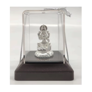Ídolo de la Diosa Laxmi hecho a mano en plata, en caja de cristal transparente, para el hogar, templo, sala de Puja, arte religioso y decoración festiva. - Product Image 6