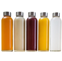 Vente en gros 250ml 300ml 350ml 400ml 500ml 750ml 800ml bouteille d'eau en verre clair rond avec étanche en acier inoxydable