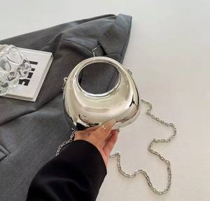 <b>Mirror</b> <b>Acrylic</b> Waterproof Crossbody Bag Crescent Shoulder Purse Chain Strap Mini Handbag up to 1L Capacity for Party Evening - Product Image 1